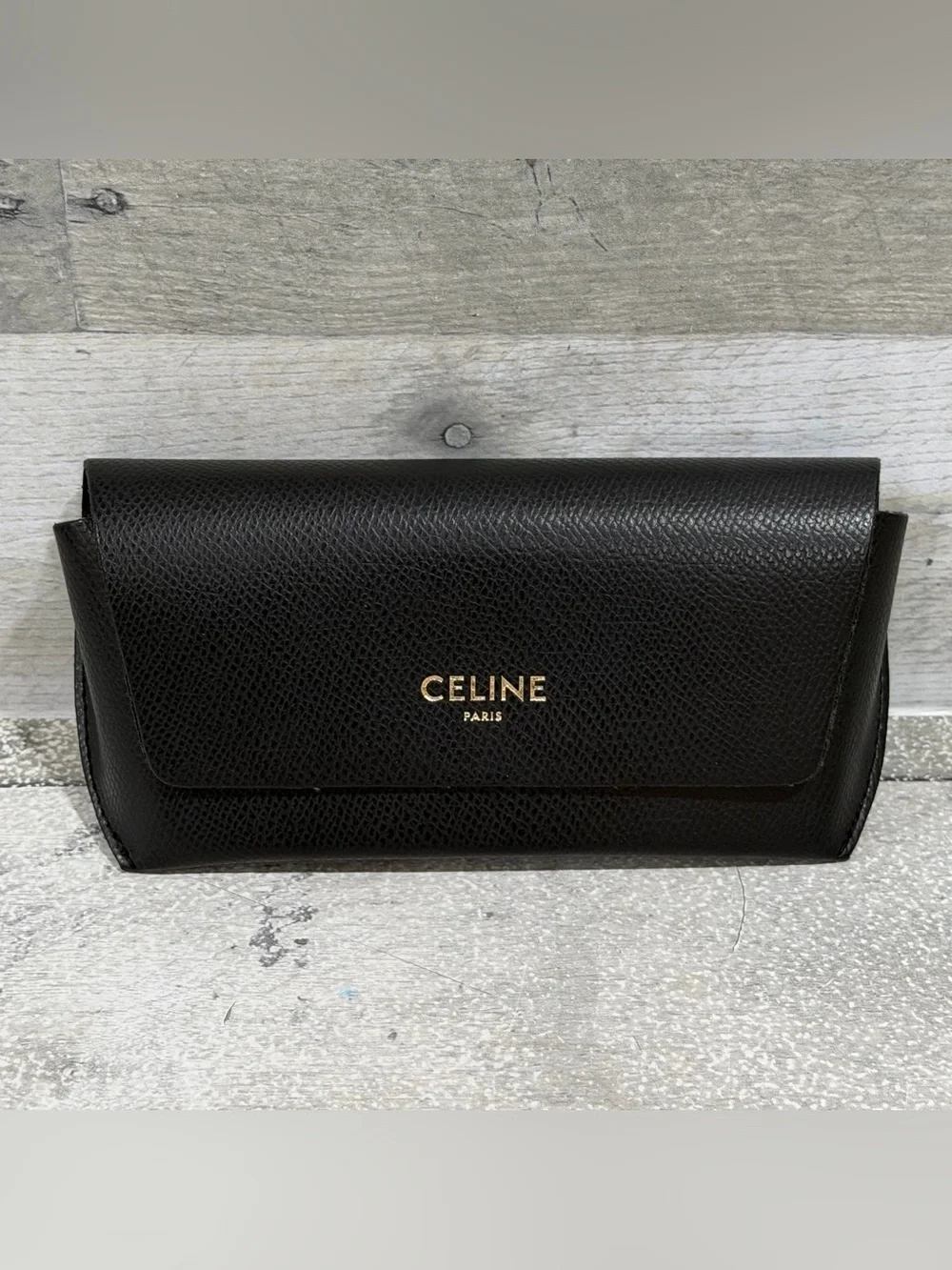 CELINE Paris Tortoiseshell Acetate Sunglasses with Green Lenses and Case
